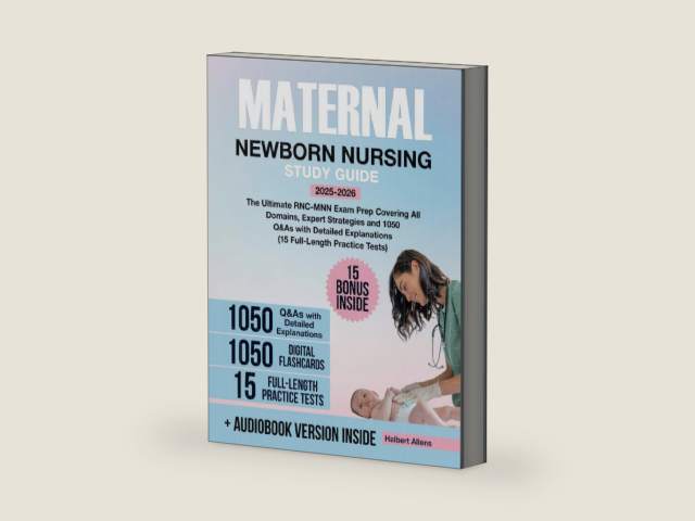 Maternal Newborn Nursing Study Guide: The Ultimate RNC-MNN Exam Prep Covering All Domains, Expert Strategies and 1050 Q&As with Detailed Explanations (15 Full-Length Practice Tests) by Halbert Allens | barcode:9798299102840 | source:'9798299102840-right-three-quarter.jpg