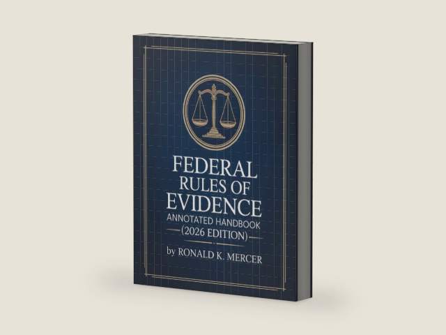 Federal Rules of Evidence: Annotated Handbook with Advisory Notes, Landmark Cases, Objections, Digital Evidence, and Study Tools by Ronald K. Mercer | barcode:9798299450538 | source:'9798299450538-right-three-quarter.jpg