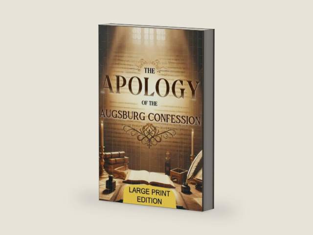 The Apology of the Augsburg Confession (Large Print Edition): A pivotal theological work addressing key Christian doctrines with clarity, depth, and historical significance for the Reformation. by Philipp Melanchthon | barcode:9798301627477 | source:'9798301627477-right-three-quarter.jpg