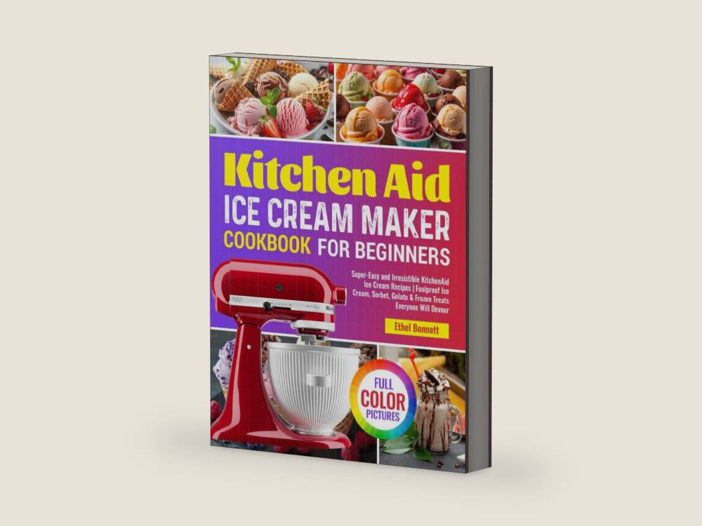 Kitchen Aid Ice Cream Maker Cookbook for Beginners: Super-Easy and Irresistible KitchenAid Ice Cream Recipes | Foolproof Ice Cream, Sorbet, Gelato & Frozen Treats Everyone Will Devour by Ethel Bonnett | barcode:9798312412185 | source:'9798312412185-right-three-quarter.jpg