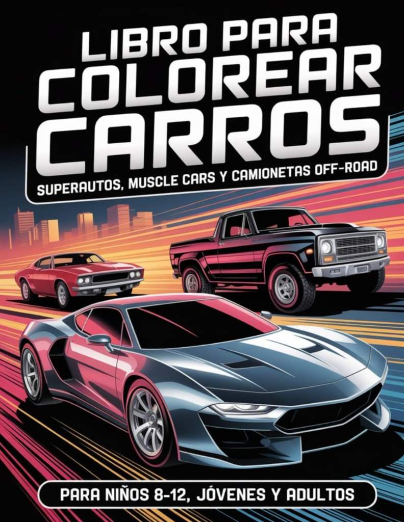 Libro Para Colorear Carros: Vehículos Icónicos para Amantes de la Velocidad, libro para colorear de camionetas: Diversión sobre Ruedas para Niños y ... Cars y Camionetas Off-Road, (Spanish Edition) by Edirberto René Vicent Valy | barcode:9798313303871 | source:'9798313303871.jpg