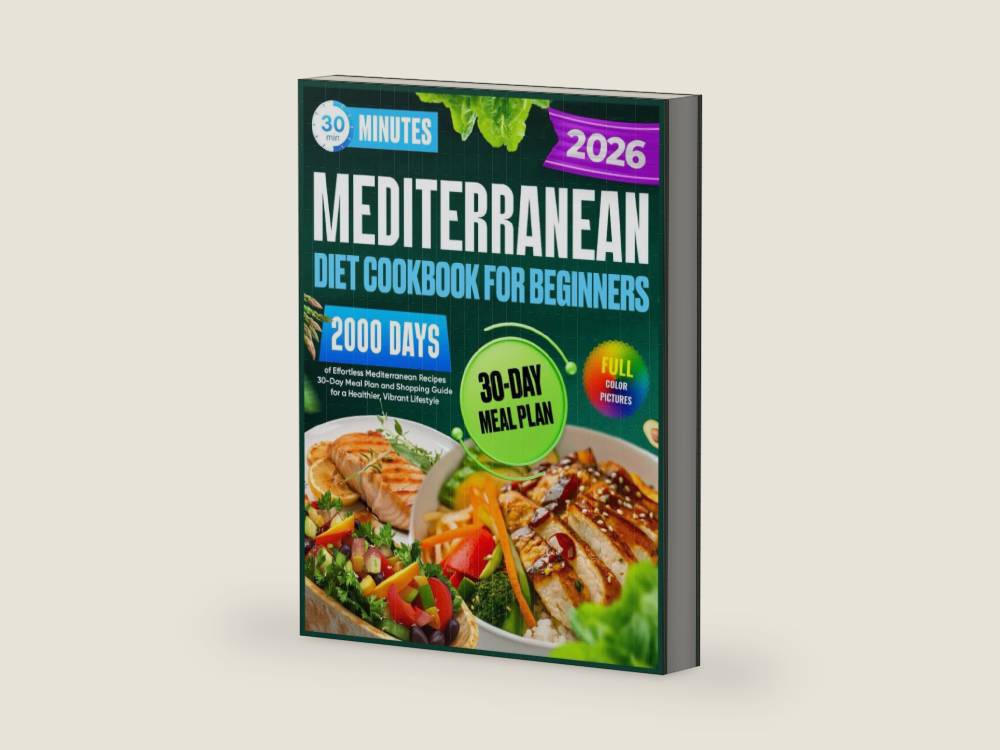 Mediterranean Diet Cookbook for Beginners: 30-Minute,2000 Days of Effortless Mediterranean Recipes | 30-Day Meal Plan and Shopping Guide for a Healthier, Vibrant Lifestyle by Ethan Alexander Winsley | barcode:9798315623175 | source:'9798315623175-right-three-quarter.jpg
