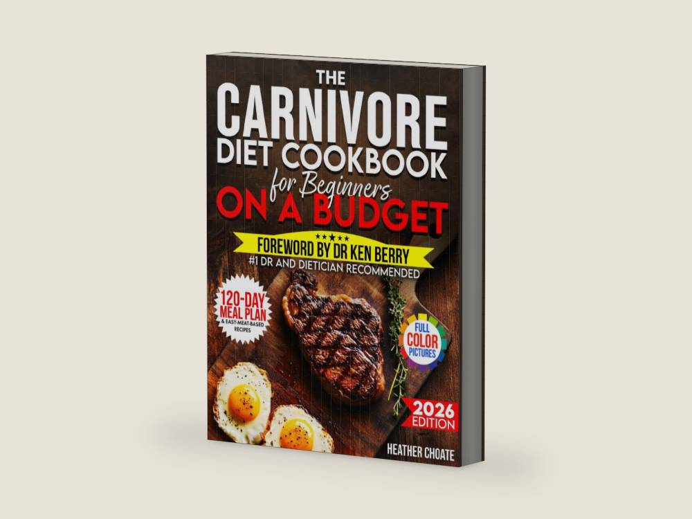The Carnivore Diet Cookbook for Beginners on a Budget: $7/DAY 120-DAY MEAL PLAN, SMART SHOPPING & EASY MEAT-BASED RECIPES FOR WEIGHT LOSS by Heather Choate | barcode:9798317139667 | source:'9798317139667-right-three-quarter.jpg