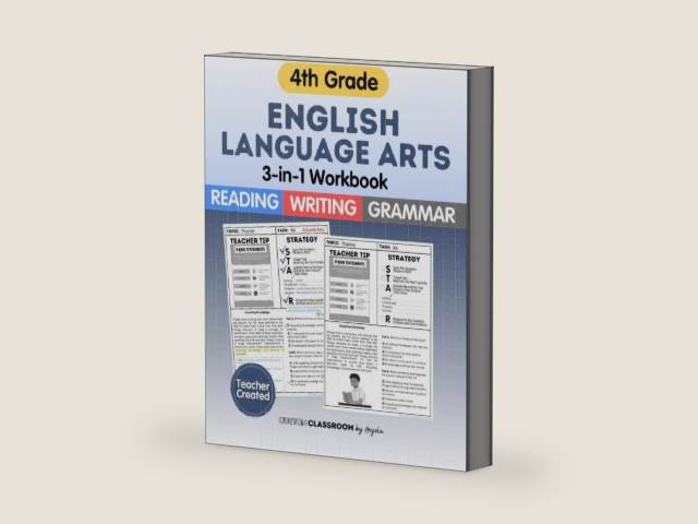 4th Grade ELA Workbook: Reading Comprehension, Writing, and Grammar Practice for Summer Learning & STAAR Test Prep: Master key ELA skills with reading ... for summer learning and STAAR test success by Angela Sultzer | barcode:9798319094070 | source:'9798319094070-right-three-quarter.jpg