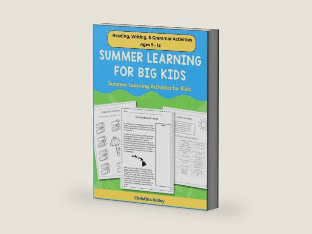 Summer Learning for Big Kids: Summer Learning Activities Reading, Writing, & Grammar Activities for Ages 9 - 12 (Beat the Summer Slide Workbooks - ... Arts - 4th to 5th Grade and 5th to 6th Grade) by Christina Kolley | barcode:9798320529745 | source:'9798320529745-right-three-quarter.jpg