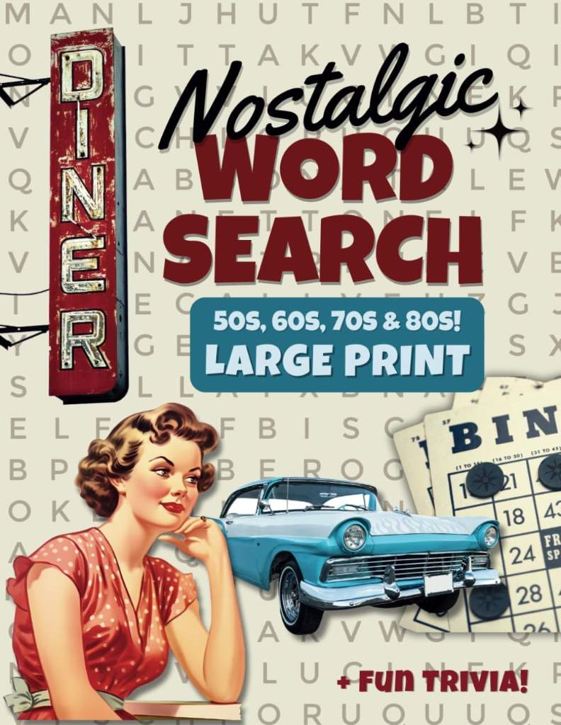 Nostalgic Large Print Word Search: Fun Retro Wordfind Puzzle Games for Adults & Seniors with Nostalgic Trivia from the 50s, 60s, 70s, & 80s (Wordsearch Book) by Nancy Parker | barcode:9798328791175 | source:'9798328791175.jpg
