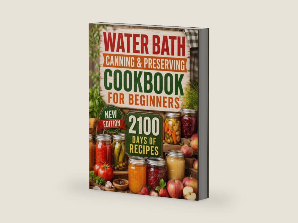 Water Bath Canning & Preserving Cookbook for Beginners: 2100 Days of Quick & Easy Homemade Recipes | A Step-by-Step Guide to Healthy and High-Quality Food + 5 Bonus for Preppers by Brenda Sliger | barcode:9798335434034 | source:'9798335434034-right-three-quarter.jpg