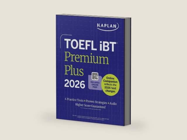 TOEFL iBT Premium Plus 2026 (Kaplan Test Prep) by Kaplan Test Prep | barcode:9798349700125 | source:'9798349700125-right-three-quarter.jpg
