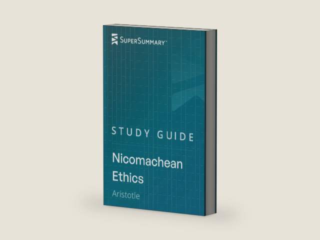 Study Guide: Nicomachean Ethics by Aristotle (SuperSummary) by SuperSummary | barcode:9798362365288 | source:'9798362365288-right-three-quarter.jpg