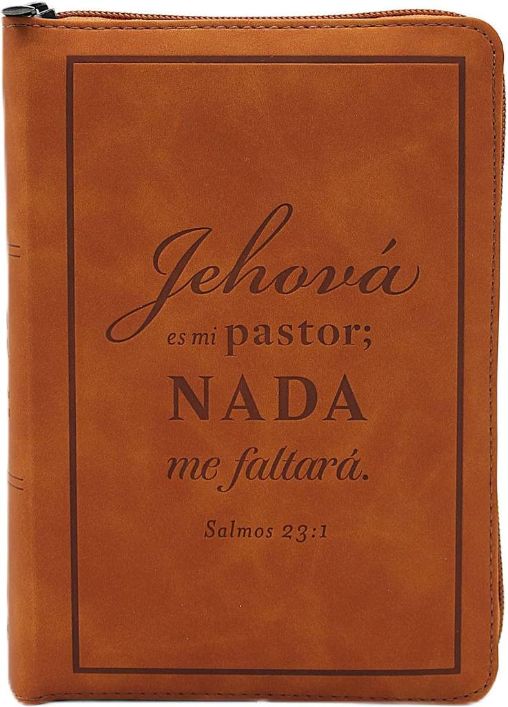Biblia Reina Valera 1960 Letra Grande, con Cierre, Indice, tamano manual, foro en senti cuero color caramelo "Jehova es mi Pastor" RVR 1960 Large ... Spanish, brown with zipper (Spanish Edition) by Cipriano de Valera Casiodoro de Reina | barcode:9798384508380 | source:'9798384508380.jpg