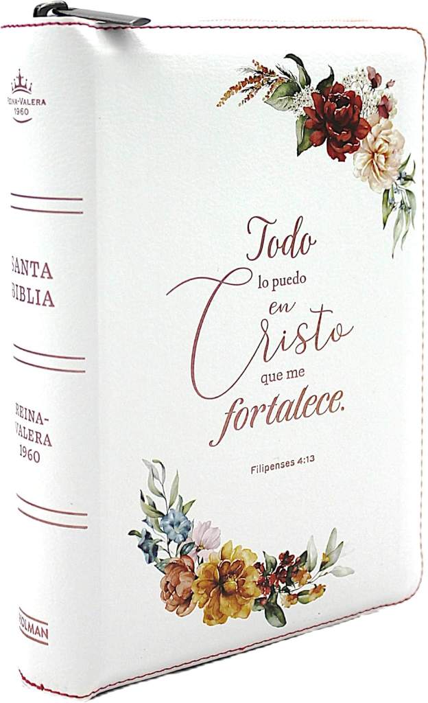 Nueva Biblia para mujeres Reina Valera 1960 Letra Grande, con Cierre, Indice, foro senti cuero, tamano compacto/personal en color blanco con diseno ... en Cristo que me fortaleze" (Spanish Edition) by Cipriano de Valera Casiodoro de Reina | barcode:9798384508434 | source:'9798384508434.jpg
