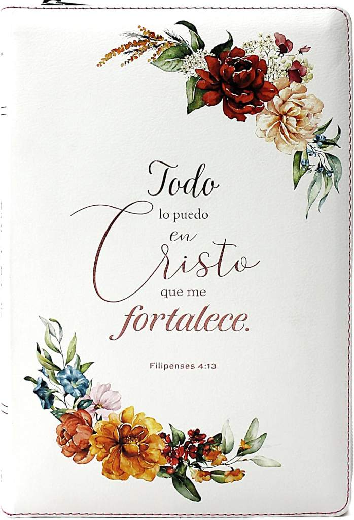 Biblia Reina Valera 1960 de estudio para mujer Arcoiris con Cierre Indice en color blanco con flores Edicion Especial Todo lo puedo en Cristo que me ... Biblia Coleccion Celestial (Spanish Edition) by Casiodoro de Reina | barcode:9798384524267 | source:'9798384524267.jpg