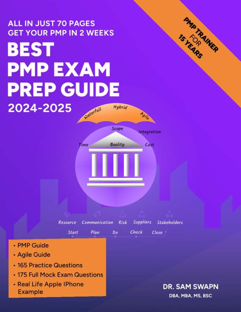Best PMP Exam Prep Guide 2024- 2025: Get PMP Certified in 2 weeks- study 2 hours a day before-after work by Dr. Sam Swapn Sinha | barcode:9798395976550 | source:'9798395976550.jpg