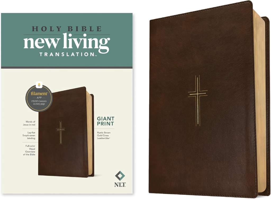 NLT Giant Print Bible, Filament Enabled (LeatherLike, Rustic Brown Gold Cross, Red Letter) by New Living Translation | barcode:9798400509803 | source:'9798400509803.jpg