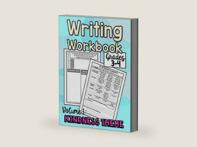 Writing Workbook Grades 3-4: kindness themed writing prompts by Krystal Griff | barcode:9798629629375 | source:'9798629629375-right-three-quarter.jpg