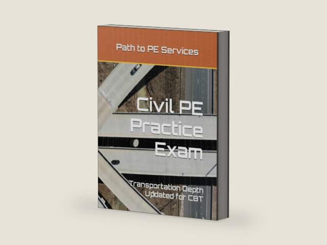 Civil PE Practice Exam - Transportation Depth by Path to PE Services | barcode:9798723130944 | source:'9798723130944-right-three-quarter.jpg