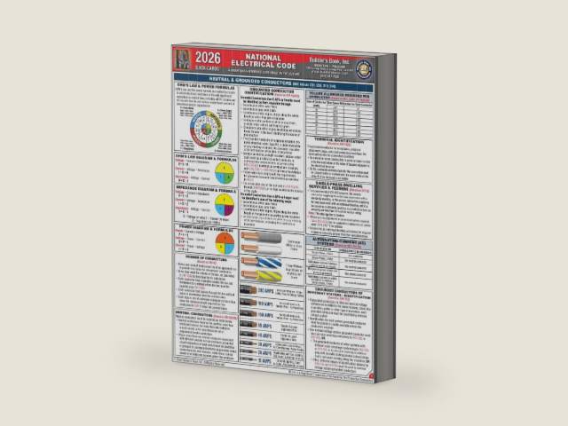 National Electrical Code Quick-Card Based On the 2026 NEC by Inc. Builder's Book | barcode:9798880800377 | source:'9798880800377-right-three-quarter.jpg