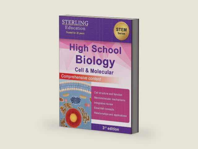High School Biology: Comprehensive Content for Cell & Molecular Biology (High School STEM & Social Sciences) by Sterling Education | barcode:9798885571319 | source:'9798885571319-right-three-quarter.jpg