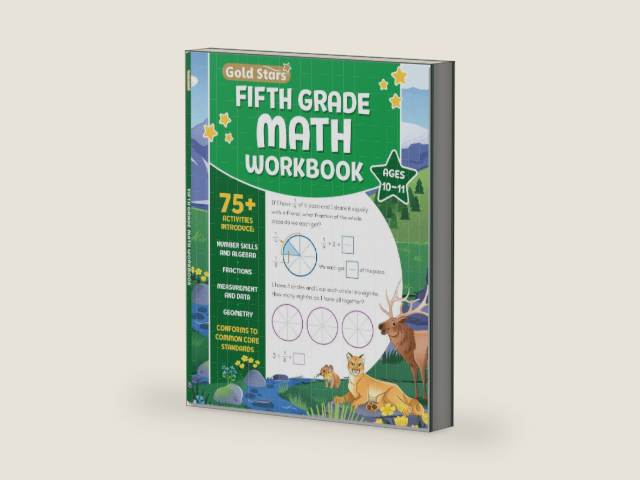Fifth Grade Math Workbook for Kids Ages 10-11: Over 75 Activities - Number Skills, Algebra, Fractions, Geometry, Measurement and Data and more by Gold Stars | barcode:9798890190765 | source:'9798890190765-right-three-quarter.jpg