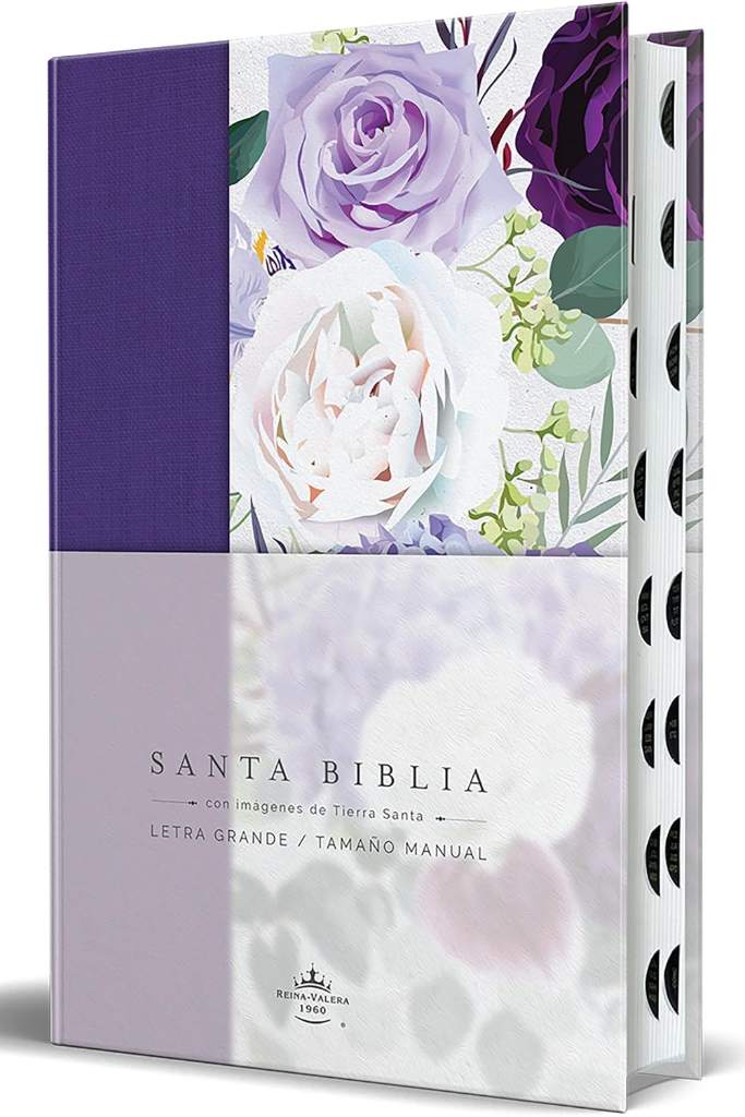 Biblia RVR1960 Tapa dura y tela morada con flores tamaño manual con índice / Spanish Bible RVR 1960, Hardcover, Purple Cloth with Flowers, Handy Size (Spanish Edition) by Reina Valera Revisada 1960 | barcode:9798890981660 | source:'9798890981660.jpg