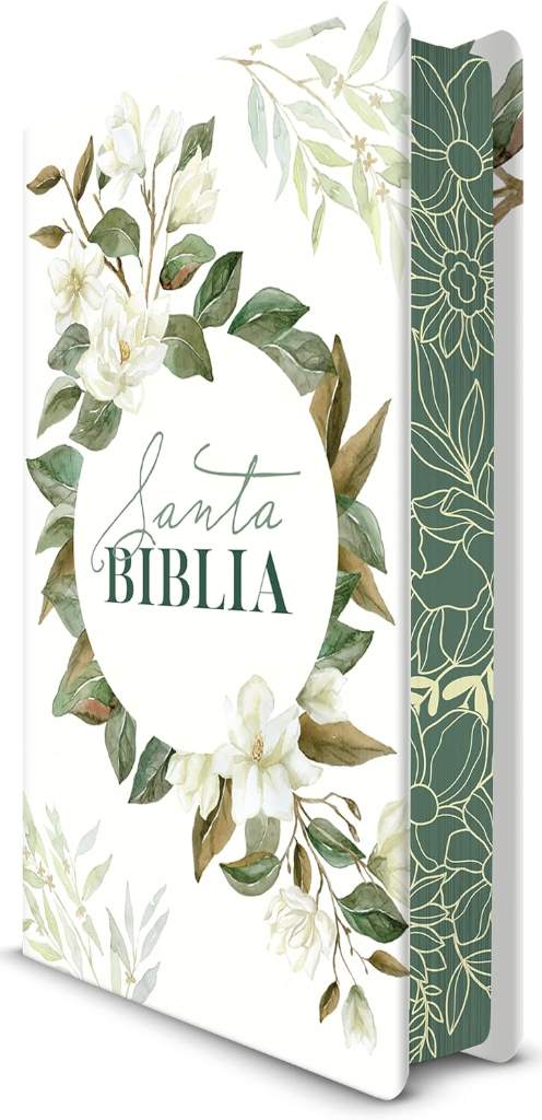 Biblia RVR 1960 letra grande tamaño manual, tapa dura con flores blancas y cantos pintados / Spanish Bible RVR 1960 Handy Size white flowers sprayed edges (Spanish Edition) by Reina Valera Revisada 1960 | barcode:9798890982155 | source:'9798890982155.jpg