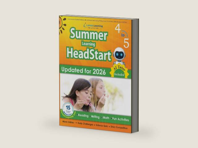 Lumos Summer HeadStart Workbook, 4th to 5th Grade: Math, Reading, Writing, Science, Fun Activities, Online Resources & AI Tutor: Math, Reading, ... to Prevent Learning Loss for Students Starti by Lumos Learning | barcode:9798897131020 | source:'9798897131020-right-three-quarter.jpg