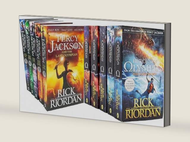Rick Riordan Percy Jackson and Heroes of Olympus 10 Book Set (The Lightning Thief, The Last Olympian, The Titan's Curse, The Sea of Monsters, The Battle of the Labyrinth, The Lost Hero and more) by Rick Riordan | barcode:9798898602123 | source:'9798898602123-right-three-quarter.jpg