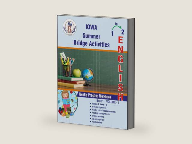 GRADE 1 TO 2 : IOWA Summer English Bridge Activities by Gowri Vemuri | barcode:9798899857768 | source:'9798899857768-right-three-quarter.jpg