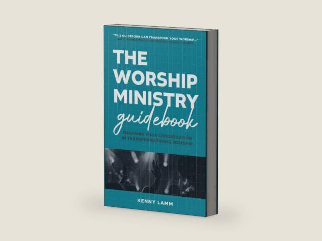 The Worship Ministry Guidebook: Engaging Your Congregation in Transformational Worship by Kenny Lamm | barcode:9798988432302 | source:'9798988432302-right-three-quarter.jpg