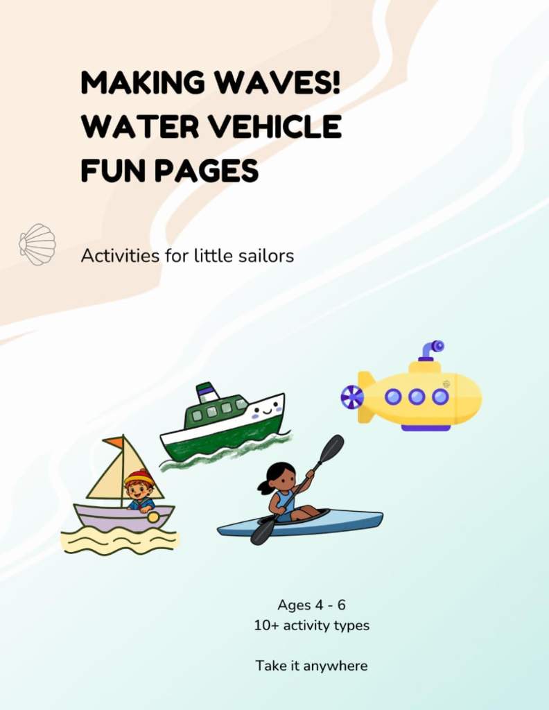 MAKING WAVES! WATER VEHICLE FUN PAGES: Activities for Little Sailors (Full Speed Ahead! Water, Air, Space, & Road Activities) by I. Curioso | barcode:9798996362202 | source:'9798996362202.jpg