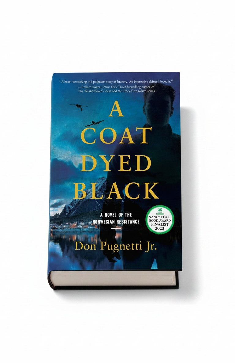 BestBuyBook paperback edition of A Coat Dyed Black by Don Pugnetti Jr. featuring a dark Norwegian landscape cover.