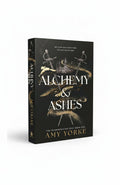 BestBuyBook Alchemy & Ashes by Amy Yorke fantasy romance novel with black cover, gold crown, and crossed swords