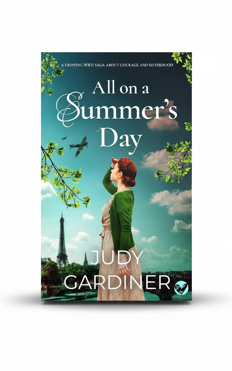 BestBuyBook All on a Summer’s Day book cover featuring a woman looking at a plane over Paris with the Eiffel Tower.