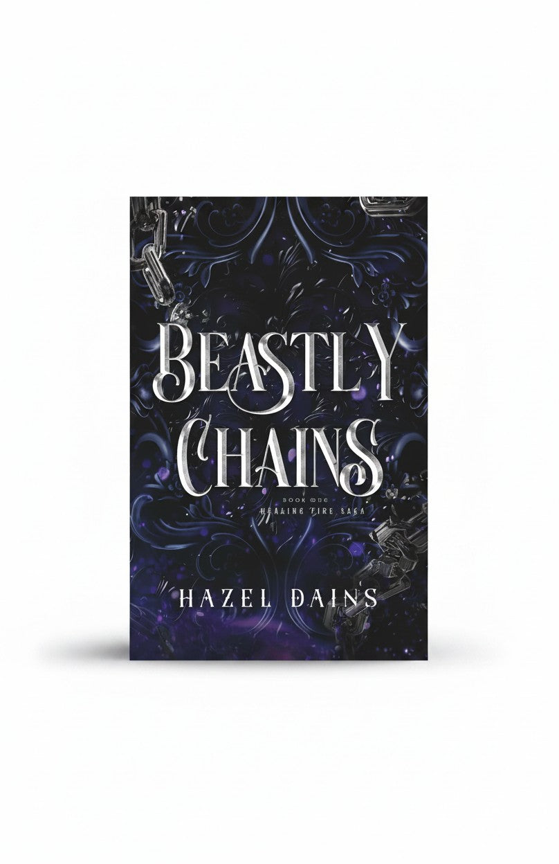 BestBuyBook Beastly Chains by Hazel Dains fantasy romance book cover with dark purple ornate patterns and chains