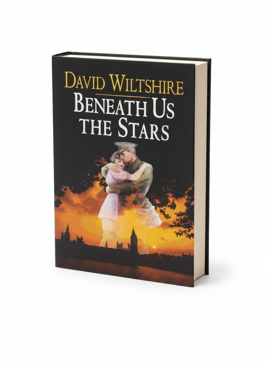 BestBuyBook Beneath Us the Stars by David Wiltshire large print hardcover book featuring a romantic wartime cover