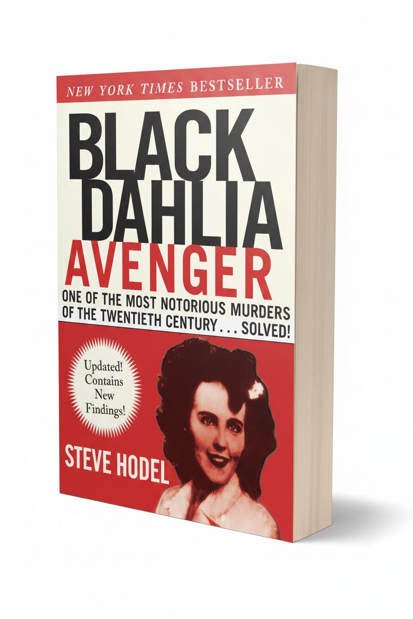 BestBuyBook paperback edition of Black Dahlia Avenger by Steve Hodel with a portrait of Elizabeth Short on the cover.