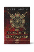 BestBuyBook cover of The Blades of the Old Kingdoms by Matt Larkin featuring a golden runic shield and crossed swords