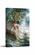 BestBuyBook The Circle of Kirke fantasy novel cover featuring a woman in a white toga on a stormy island shore.
