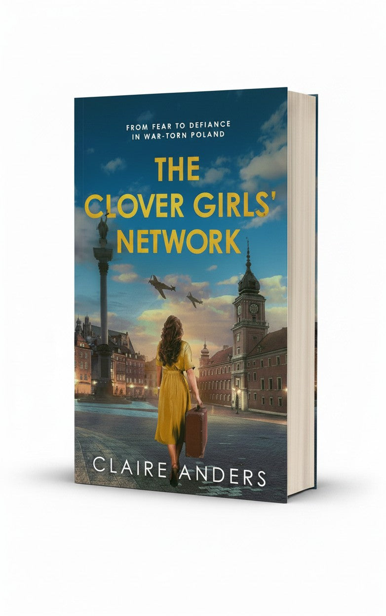 BestBuyBook paperback cover of The Clover Girls' Network by Claire Anders featuring a woman with a suitcase in Poland