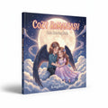 BestBuyBook Cozy Romantasy coloring book featuring a cute fantasy couple with wings sitting on clouds under a full moon.