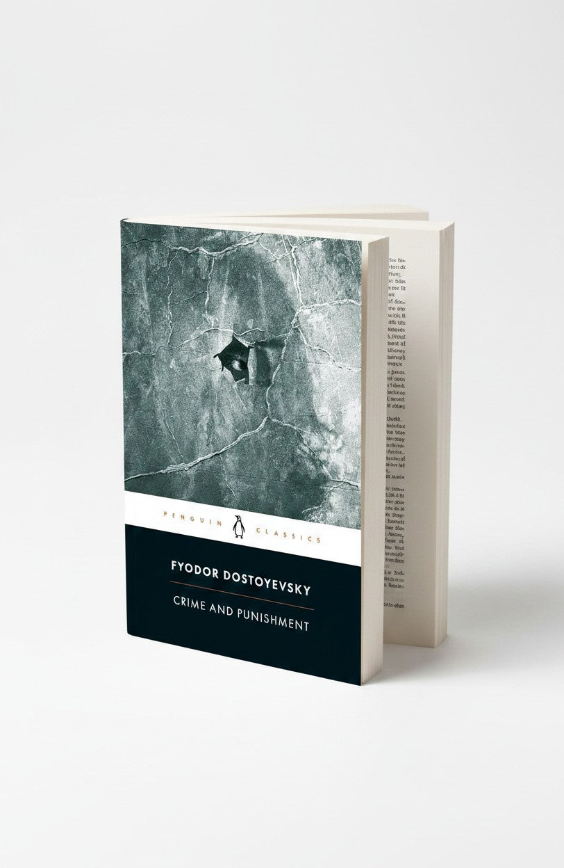 BestBuyBook edition of Crime and Punishment by Fyodor Dostoyevsky, a Penguin Classics paperback with textured cover.