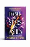 BestBuyBook cover of Dance of Stars and Ashes by Nisha J. Tuli featuring a golden dagger on a purple floral background