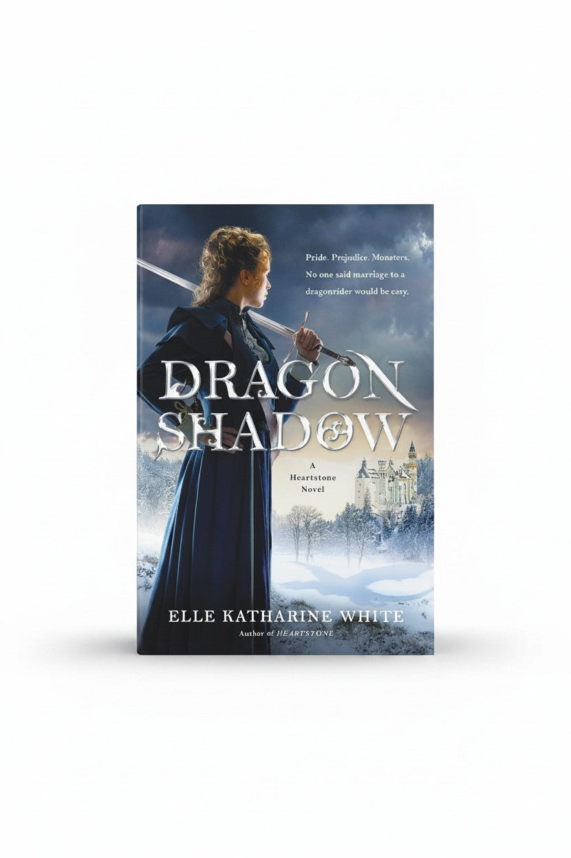 BestBuyBook Dragonshadow book cover featuring a woman in a blue gown holding a sword in a snowy landscape with a castle.