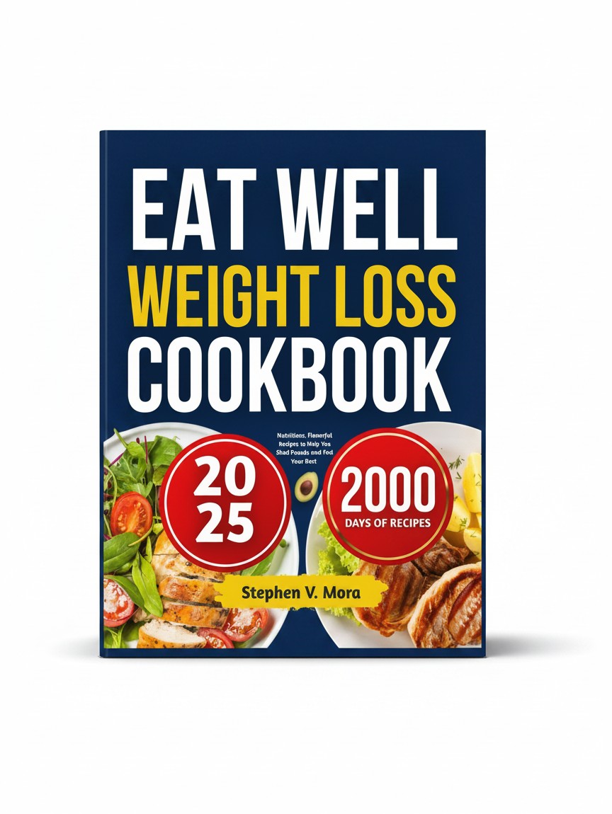 BestBuyBook Eat Well Weight Loss Cookbook 2025 edition with 2000 healthy recipes and vibrant food photography.