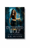 BestBuyBook Enchanted Wolf book cover featuring a woman with magical energy and a wolf in a dark forest