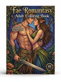 BestBuyBook Fae Romantasy adult coloring book cover featuring an elven couple in a magical forest setting