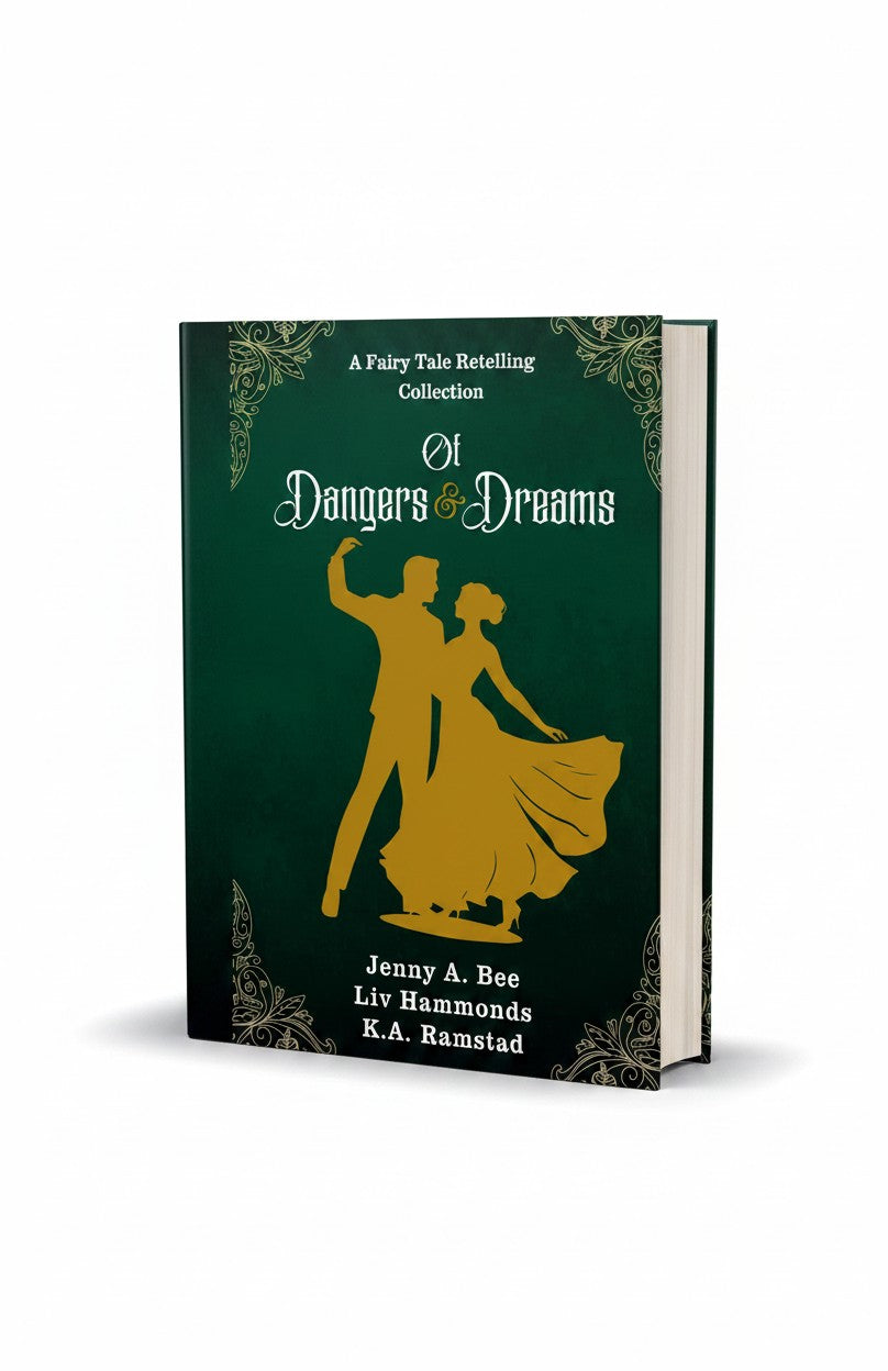 BestBuyBook Of Dangers & Dreams fantasy fairy tale anthology book with a green cover and gold dancing couple silhouette