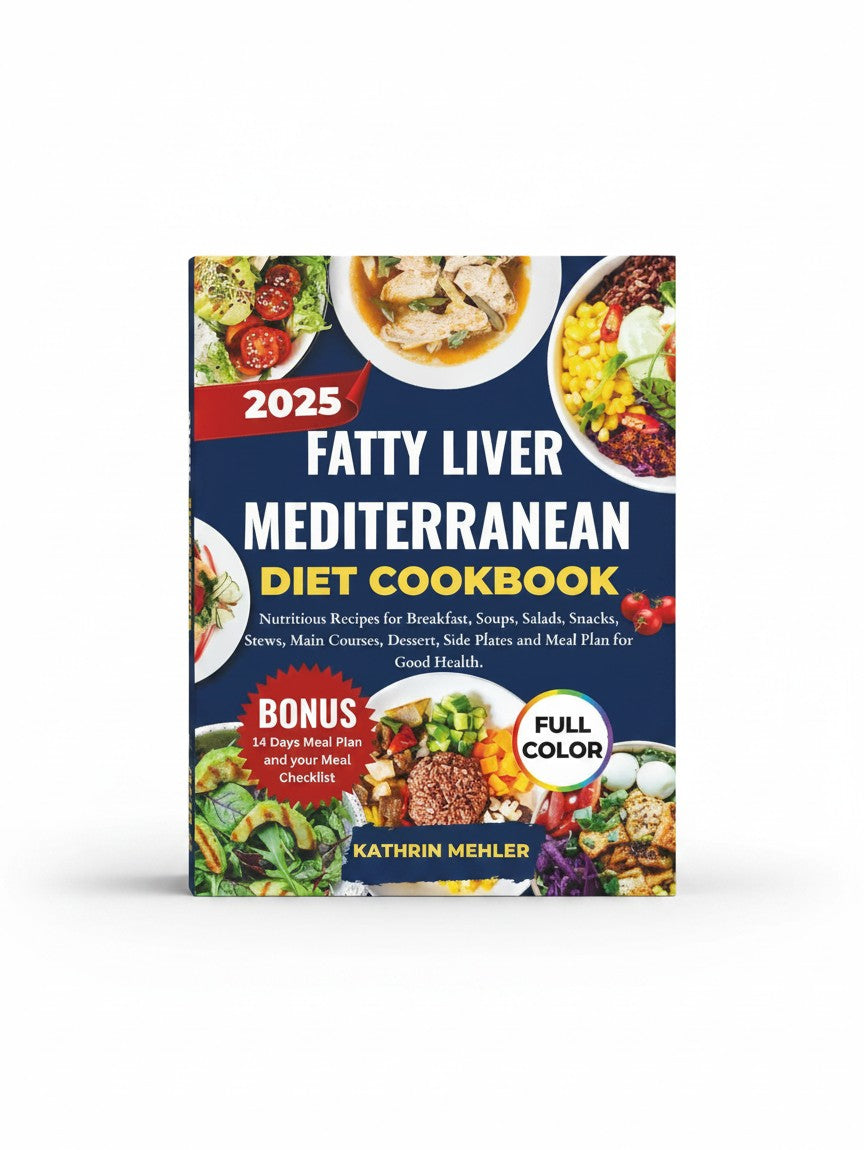 BestBuyBook Fatty Liver Mediterranean Diet Cookbook 2025 with full color recipes and 14-day meal plan.