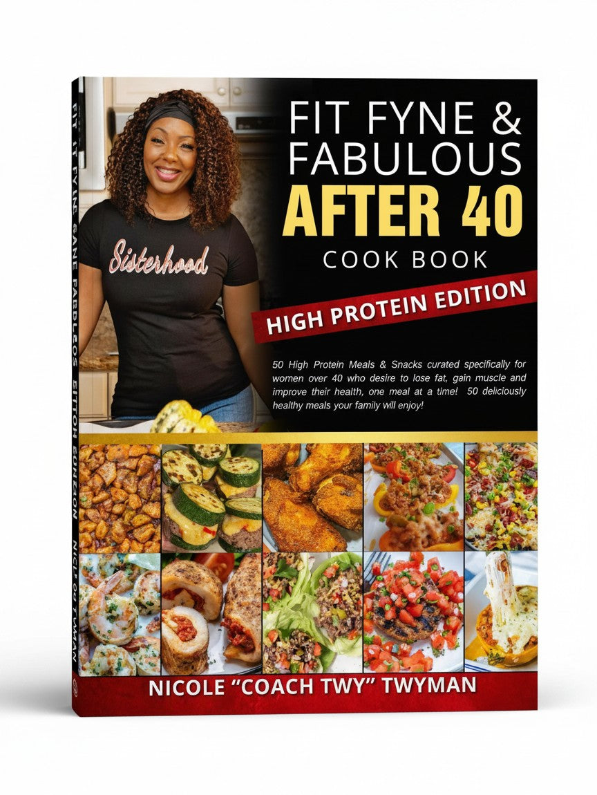 BestBuyBook Fit Fyne Fabulous After 40 high protein cookbook featuring Nicole Twyman and healthy meal photography