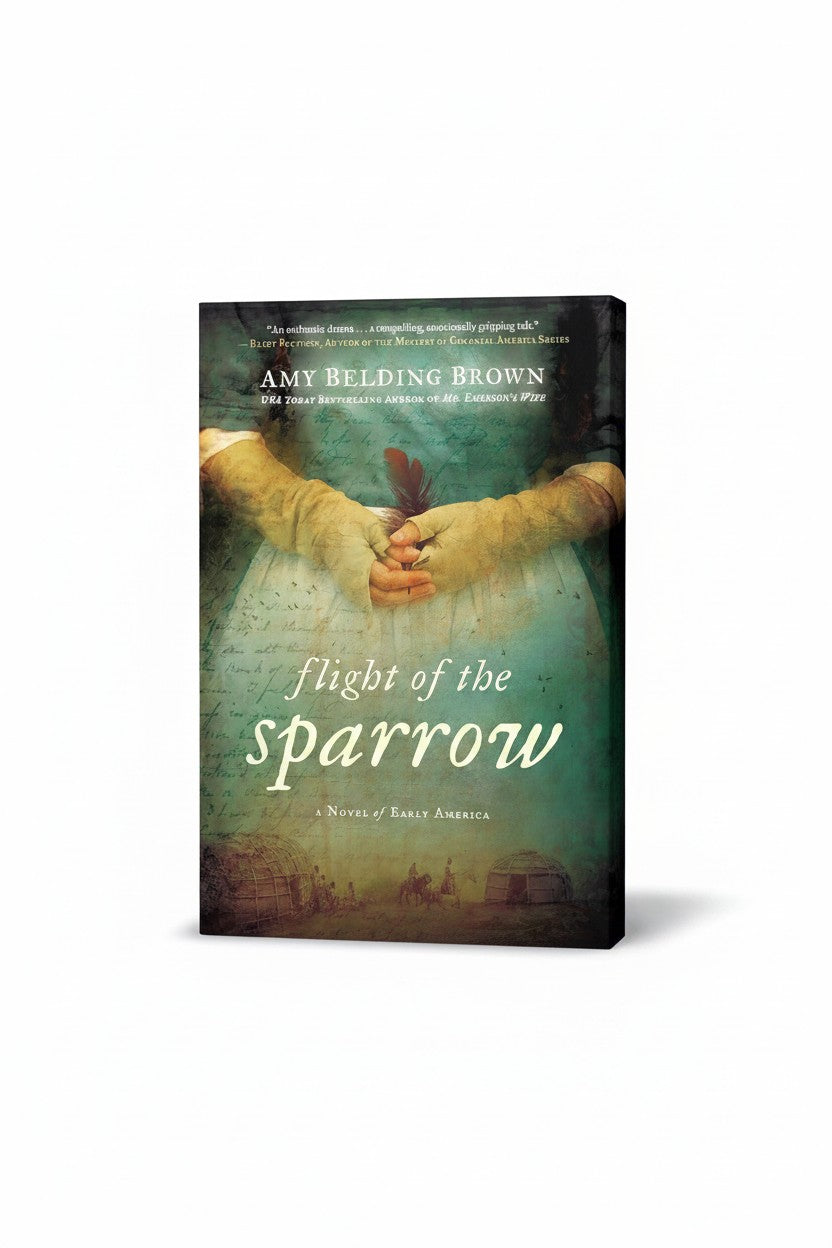 BestBuyBook Flight of the Sparrow historical fiction novel cover featuring a woman holding a red feather